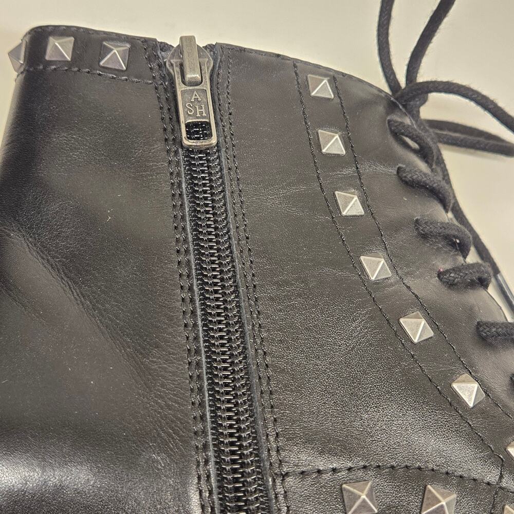 ASH Studded Leather WhyNot Combat Boots 38 Moto Punk Edgy Biker - Picture 4 of 13